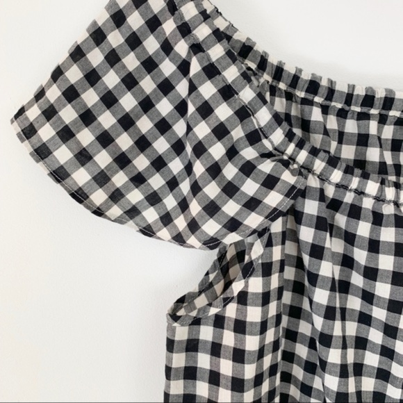 J. Crew Cotton Gingham Ruffle Off Shoulder Top - Picture 4 of 5